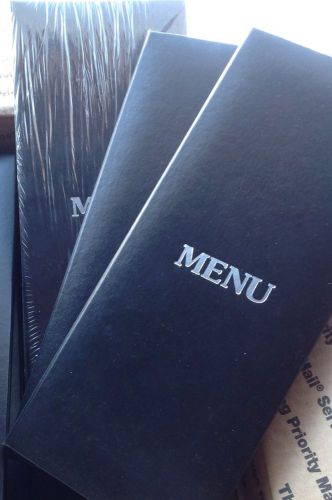 Restaurant Menu Cover Holder &#034;Black&#034; &amp; Silver 11x 4.5 Inches  Holds 2 Sheets