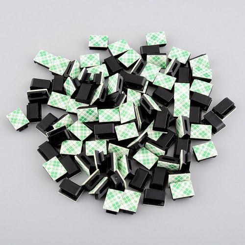 100pcs Self-adhesive Rectangle holder Tie Cable Mount install Clamp Clip