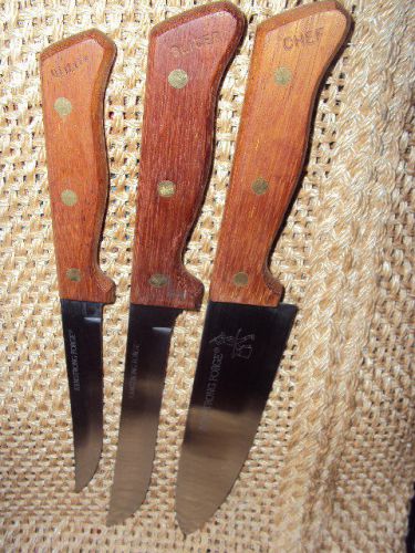 Lot of 3 Armstrong Forge Kitchen Knife Cutlery Chef, Slicer, and Utility