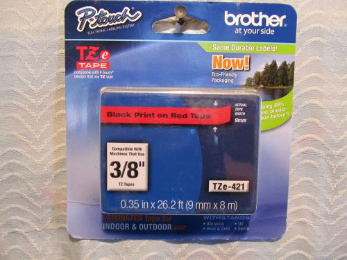Brothers P-Touch Labels Blk.Print on Red Tape P/N TZe-421