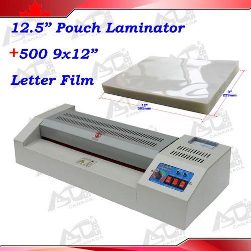 12.5In Metal Hot Cold 4Rolls Thermal Pouch Laminating Laminator +500 Letter Film