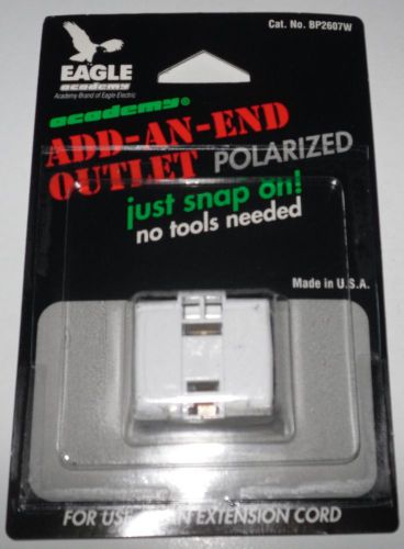 Eagle Add An End Outlet, Snap On, No Tools Needed, BP2607W, Polarized