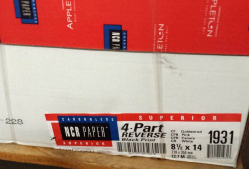 10 ream case (1250 sets) of 4 part ncr 8.5x14 carbonless paper, reverse collated for sale