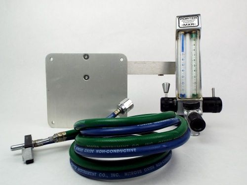 Porter mxr 2000 dental nitrous oxide n2o monitor flowmeter w/ wall mount &amp; hoses for sale