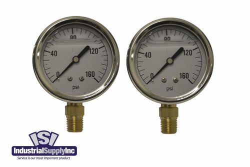 2-Pk 0-160 psi 2.5&#034; Hydraulic-Air-Water Pressure Guage