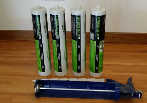 Green Glue Noiseproof &amp; Damping Compound - 4 Tubes, Aplicator tips &amp; Caulk Gun