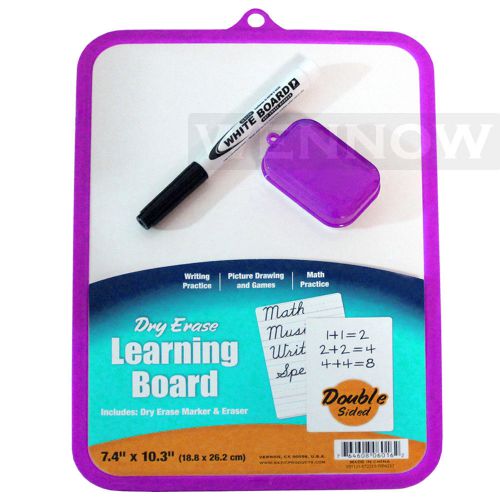 Purple 7.4” X 10.3” Double Sided Dry Erase Learning Board with Marker &amp; Eraser