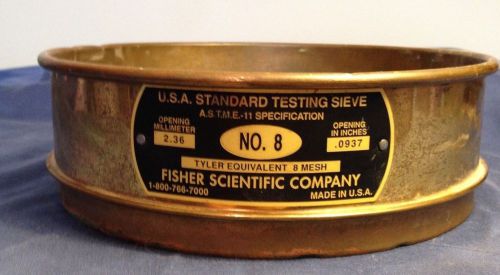 Vintage Brass Standard Testing Sieve No.8  8&#034; Diameter W.S. Tyler! inv.101
