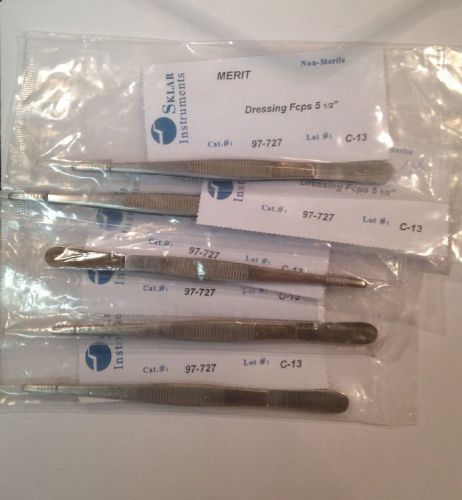 (5) Merit Dressing Forceps 5-1/2&#034; Sklar Instruments Brand New Non Sterile