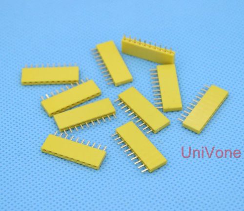 .100&#034; pin header female 1x10pin pcb receptacle yellow x25pcs for sale