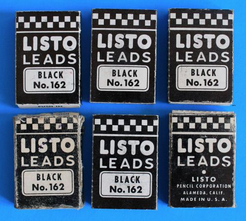 Lot of 6 - Vintage Listo Thick Marking Lead Black No. 162 Original Item / Artist