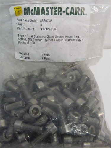 Mcmaster-carr 91292a058, m5 x 0.8 x 14mm stainless socket head cap screws 100 ea for sale