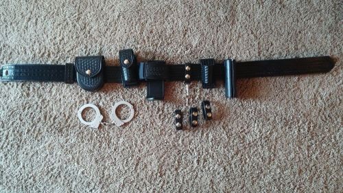 Basketweave duty belt / handcuff / holders / extras / police / velcro for sale
