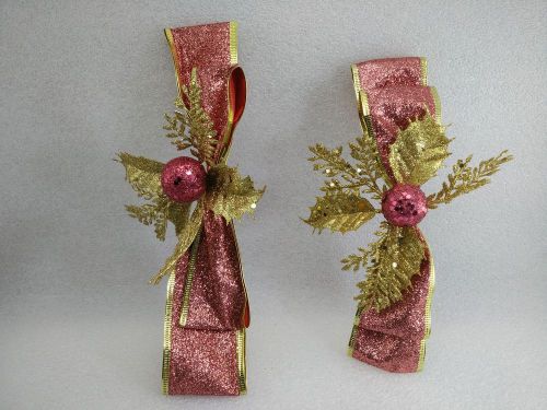 2pcs sparkly glitter lightly red gold  decorate  big bows gift.
