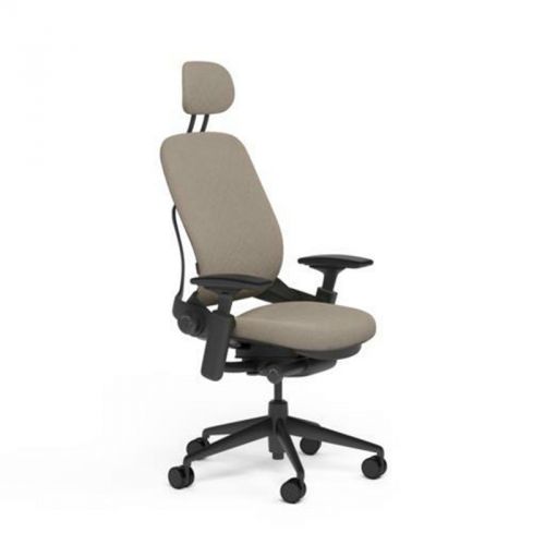 Steelcase Adjustable Leap Desk Chair + Headrest Sable Buzz2 Fabric Black frame
