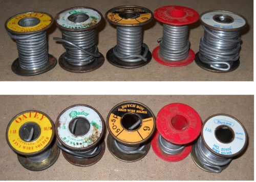 Lot #1 - FIVE Spools (Nearly 2-1/2 Pounds) VINTAGE WIRE SOLDER -  50/50 Tin/Lead