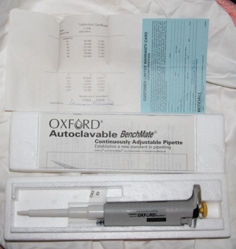 Oxford benchmate 10-100ul continuously adjustable micro pipette single channel for sale