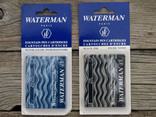New 16 Waterman Fountain Pen Ink Cartridges 8 Black 8 Blue