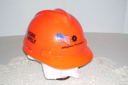 Orange Allegheny Technologies Hard Hat - Medium 6 1/2 - 8, made by MSA
