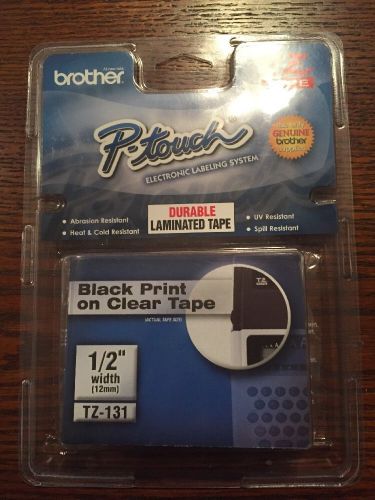 NEW Brother P-Touch TZ-131 1/2&#034; BLACK ON CLEAR Label Tape TZe131/ Ptouch