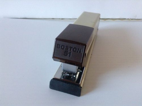 Vintage Boston Model 51 Almond Brown Color Desk Top Stapler Works Great