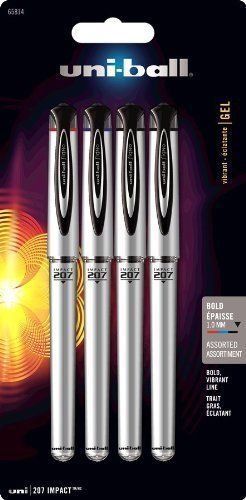 8 uniball 207 impact gel rollerball asst color ink pens bold 1.0mm deep discount for sale