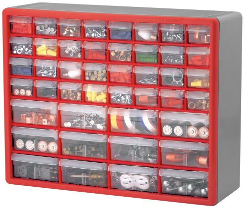 Akro-Mils Plastic Storage Cabinet, Red and Gray Drawer