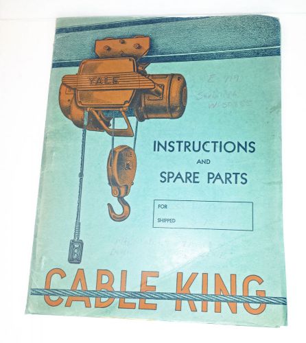 Yale cable king wire electric pb1 1/2 ton hoist instructions &amp; spare parts book for sale