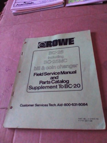 Vending Machine Owners Manual: Rowe BC 25 Bill Changer