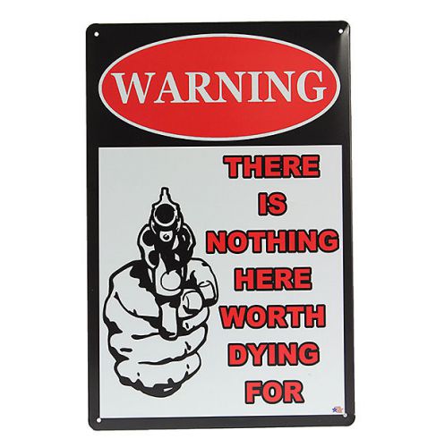 Gun Warning Tin Sign Retro Vintage Metal Plaque Bar Pub Wall Decor