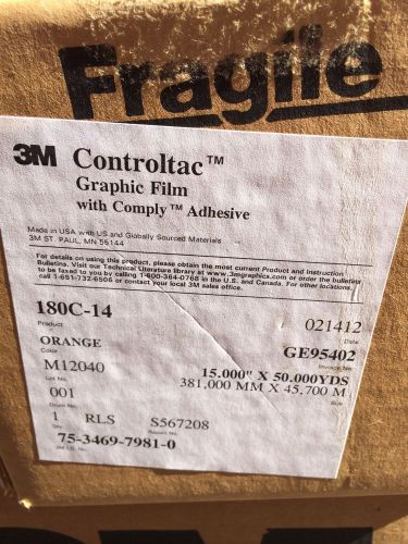 3M CONTROLTAC GRAPHIC FILM WITH COMPLY ADHESIVE - ORANGE - ****NEW****