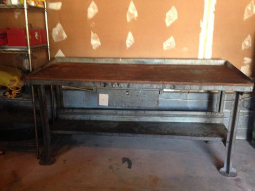 Vintage industrial workbench, butcher block,  6 feet long, 28 1/2 inches deep for sale