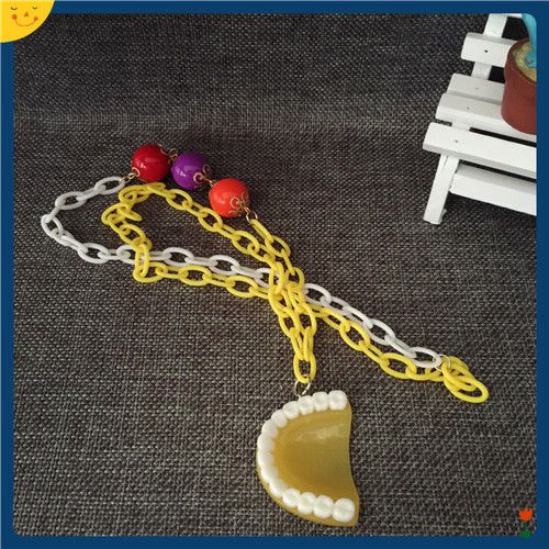 1 piece molar cuspid teeth tooth necklace sweather chain dental culture yellow for sale