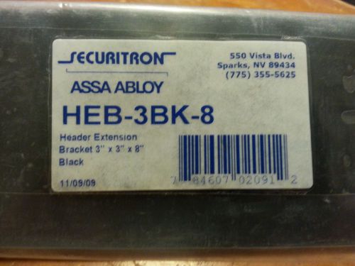 SECURITRON HEB-3BK-8 BLACK HEADER EXTENSION BRACKET 3&#034;X3&#034;X8&#039; ASSA ABLOY