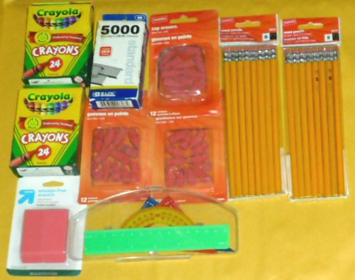 Large Lot School or Office Supplies Crayola Crayons #2 Pencils Erasers Staples