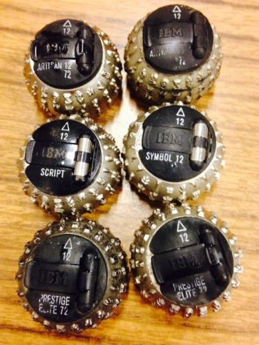 Lot of (6) IBM Selectric Font Balls - Symbol 12, Prestige Elite12, Script 12,