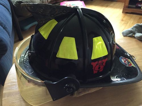 FIREFIGHTER Cairns 1010 Deluxe Helmet Black ~ 3D Brass Eagle, 4in Shield