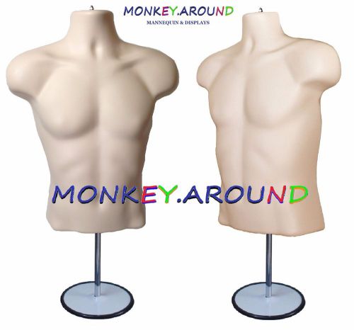 Male mannequin flesh dress body torso form+1 stand+1 hanger display men clothing for sale