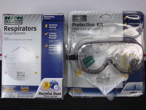 Msa safety works protection kit 00817892 &amp; 20 pack respirators 10102481 for sale