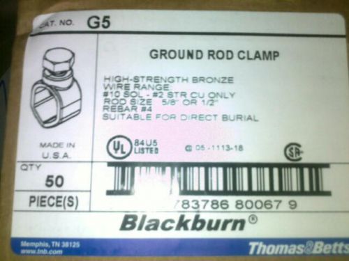 Blackburn ground rod clamps, G5, lot of 50, Brand new, Free shipping!