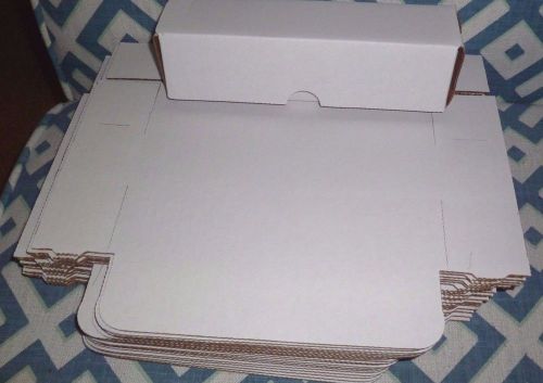 LOT 20 NEW SMALL WHITE  FOLD TOP THICK CARDBOARD SHIPPING BOXES 8.5 X 2.5 X 2