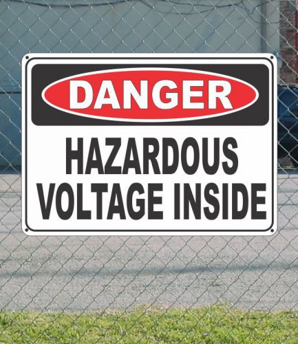 Danger hazardous voltage inside - osha safety sign 10&#034; x 14&#034; for sale