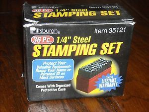 NIB 36 PC 1/4&#034; Pittsburgh  Letter Number Metal Stamping Set Stamp Tool # 35121