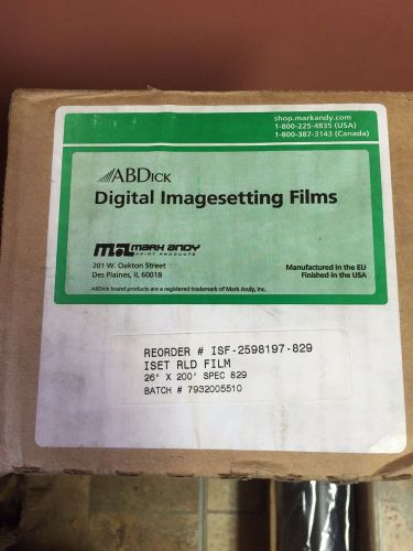 ABDick Digital Imagesetting Film - Reorder # ISF-2598197-829 ISET RLD 26&#034; x 200&#039;