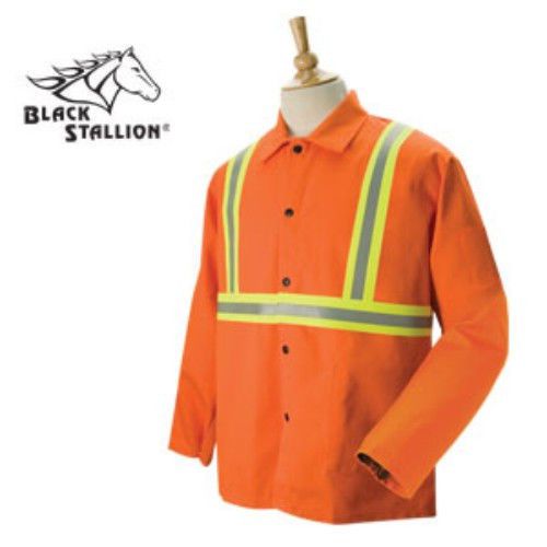 REVCO BLACK STALLION FR COTTON COAT - 30&#034; ORANGE w/YELLOW REFLECTIVE STRIPE - XL