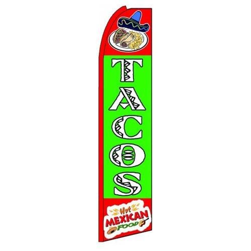Tacos mexican food 15&#039; flutter feather business swooper flag banner made in usa for sale