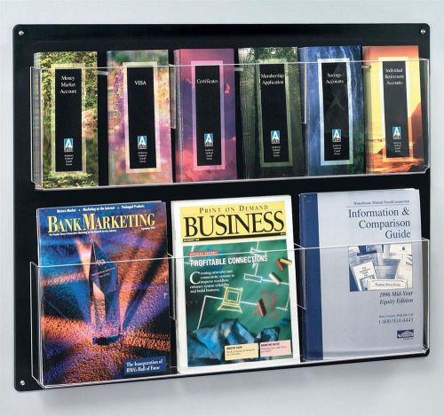 Displays2go wall mounted literature rack 12 pockets for 4x9 &#034; pamphlets optio... for sale