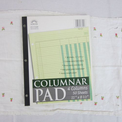 Columnar Pad 4 Columns 50 Sheets 11&#034; x 8 1/2&#034; Norcom Brazil 76704 Unused