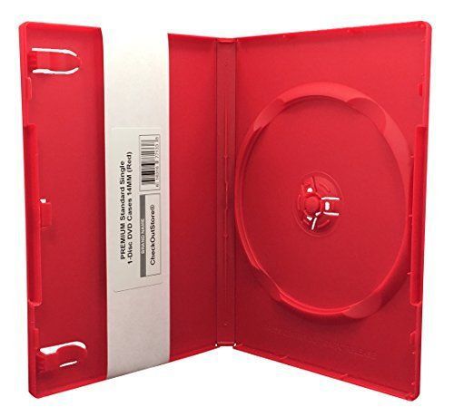 6 CheckOutStore® PREMIUM Standard Single 1-Disc DVD Cases 14mm Red