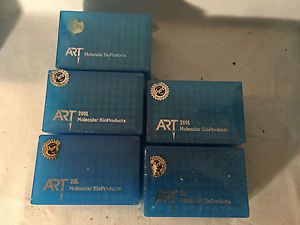 Lot of 5 trays art molecular bioproducts pippets 2- 20l and 2- 200l 1- unknown for sale
